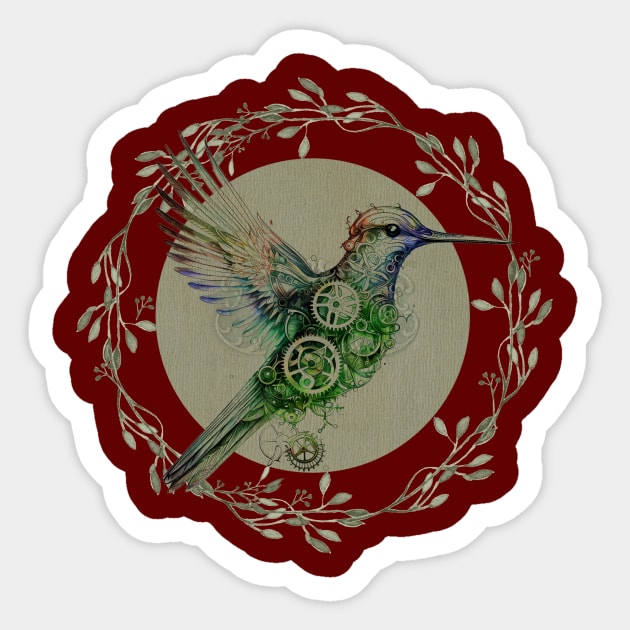 Steampunk Hummingbird Sticker by ginkelmier